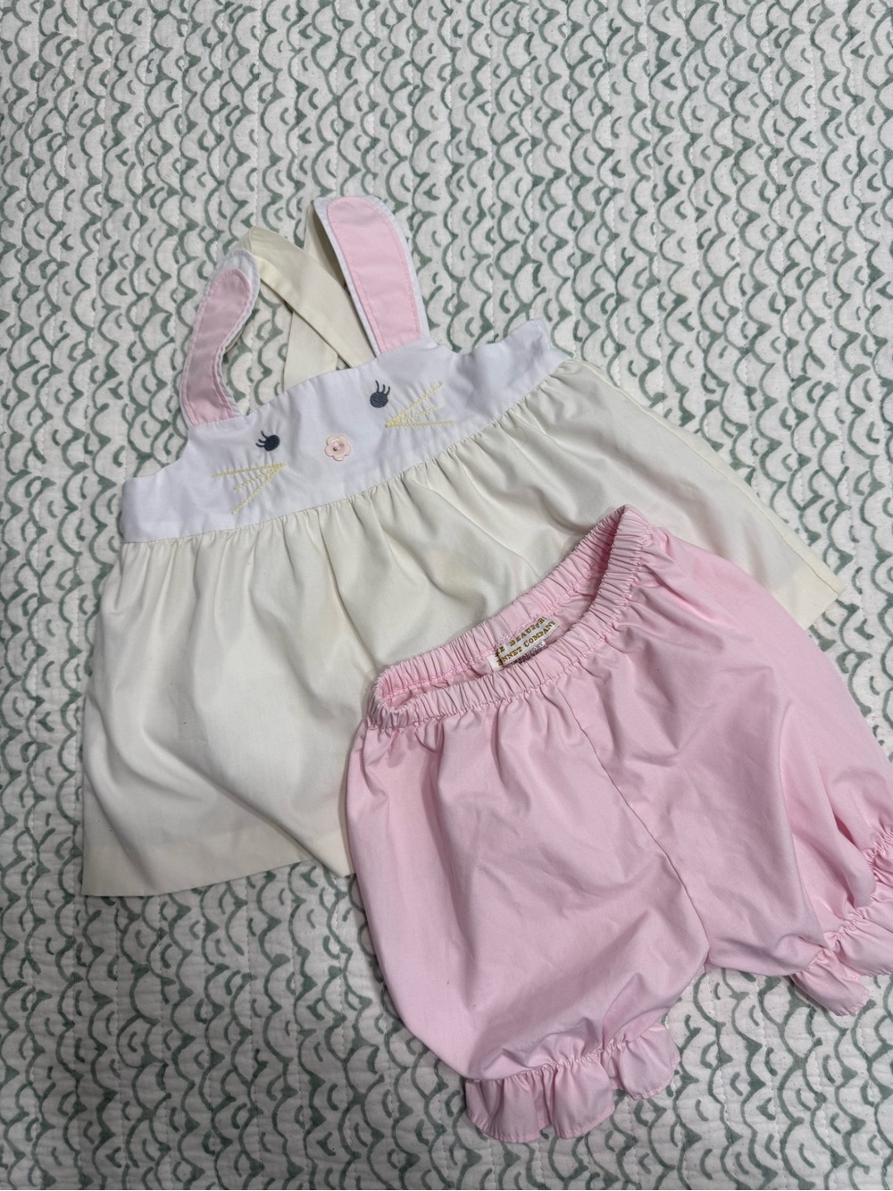 The Beaufort Bonnet Company Cream Bunny Top with Pink Shorts